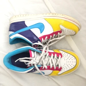 Nike multicolor - Siluett som en dunk alternativt en låg jordan, multicolor lackad yta, skorna är i skick 8/10 och är från 2008