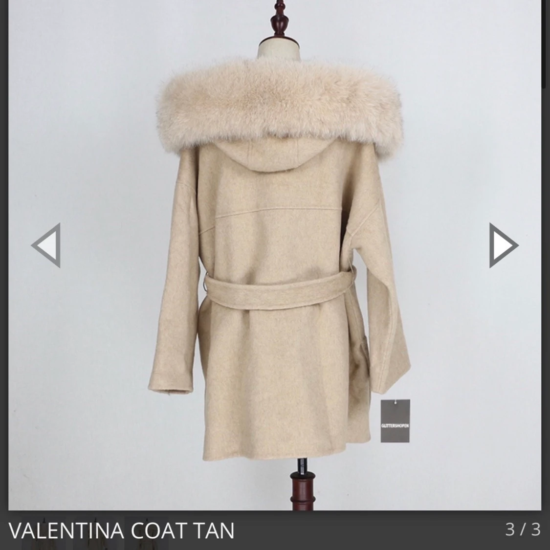 Beige kappa med päls - 90