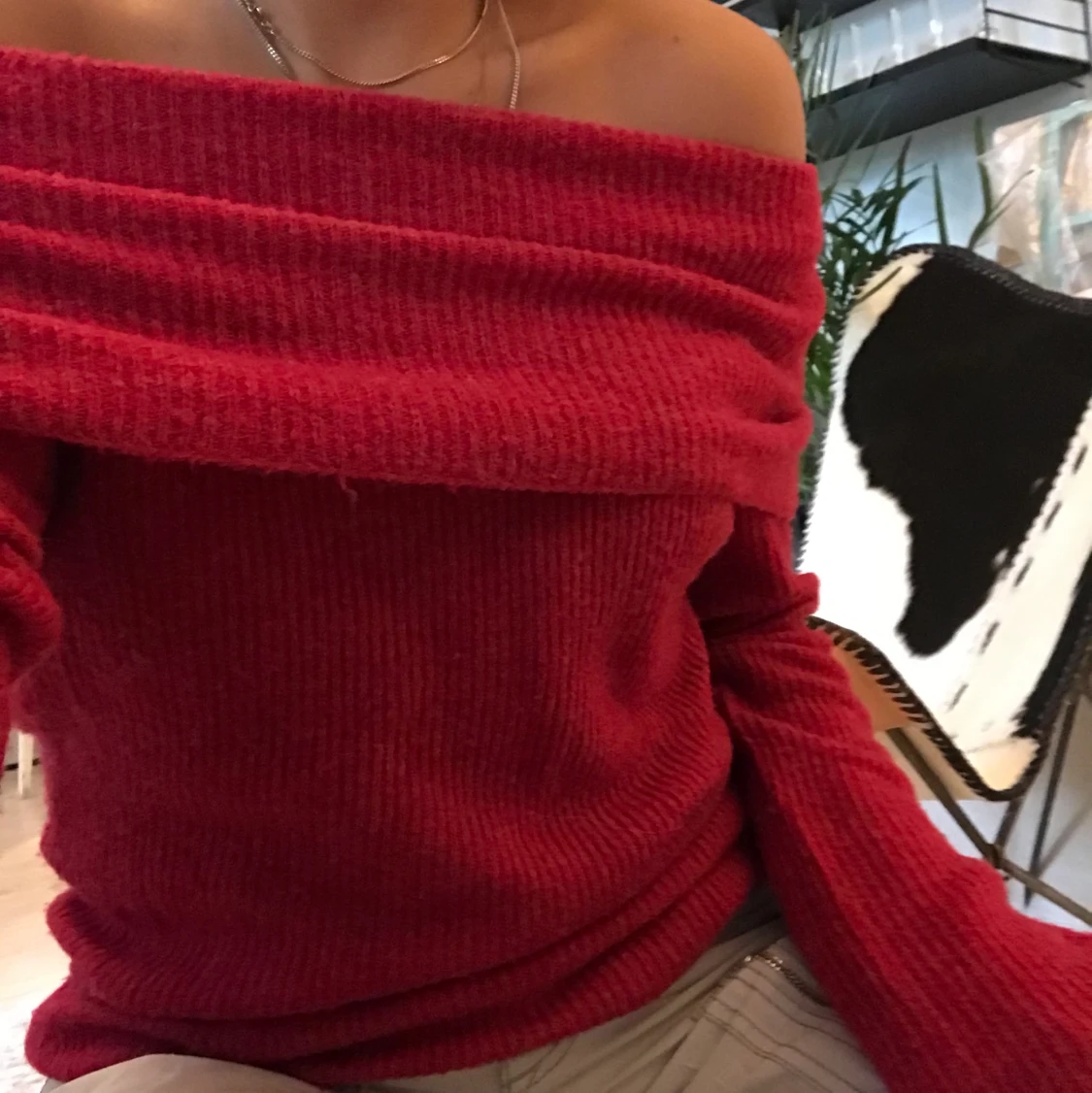 Stickad off shoulder topp - 91