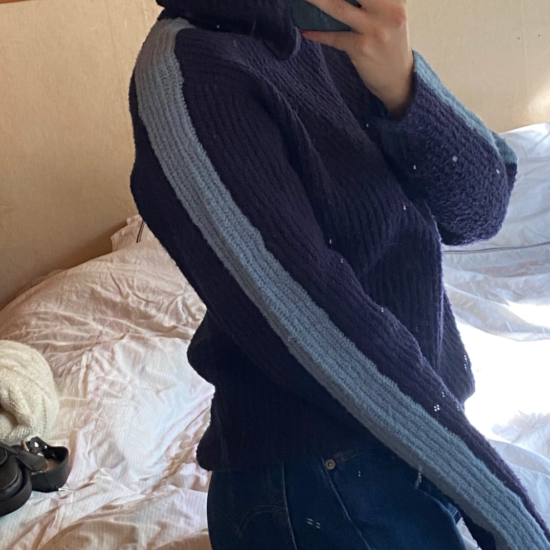 Turtleneck stickadtröja  - 90