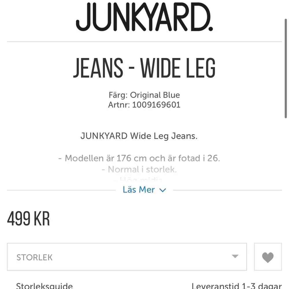 Jättefina jeans från Junkyard. Aldrig använda, endast provade. Säljer då de var något för korta på mig.. Jeans & Byxor.