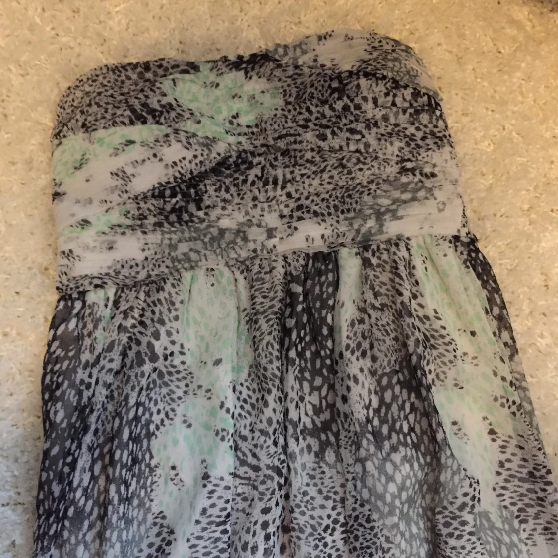 Mintgrön/Svart/Vit Mönstrad Klänning - 91