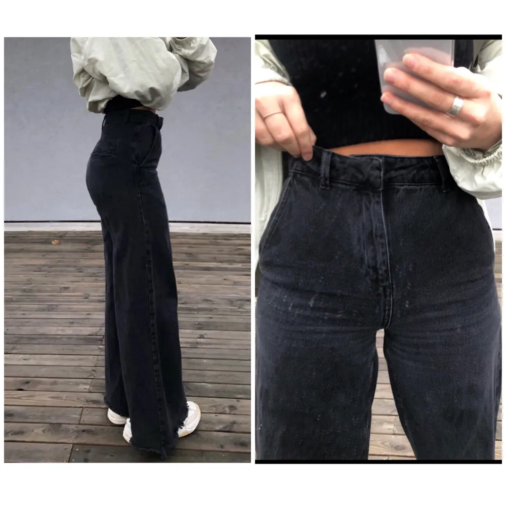 Säljer ett par snygga svarta slitna jeans! Otroligt snygga! Senaste bud: 285 kronor . Jeans & Byxor.