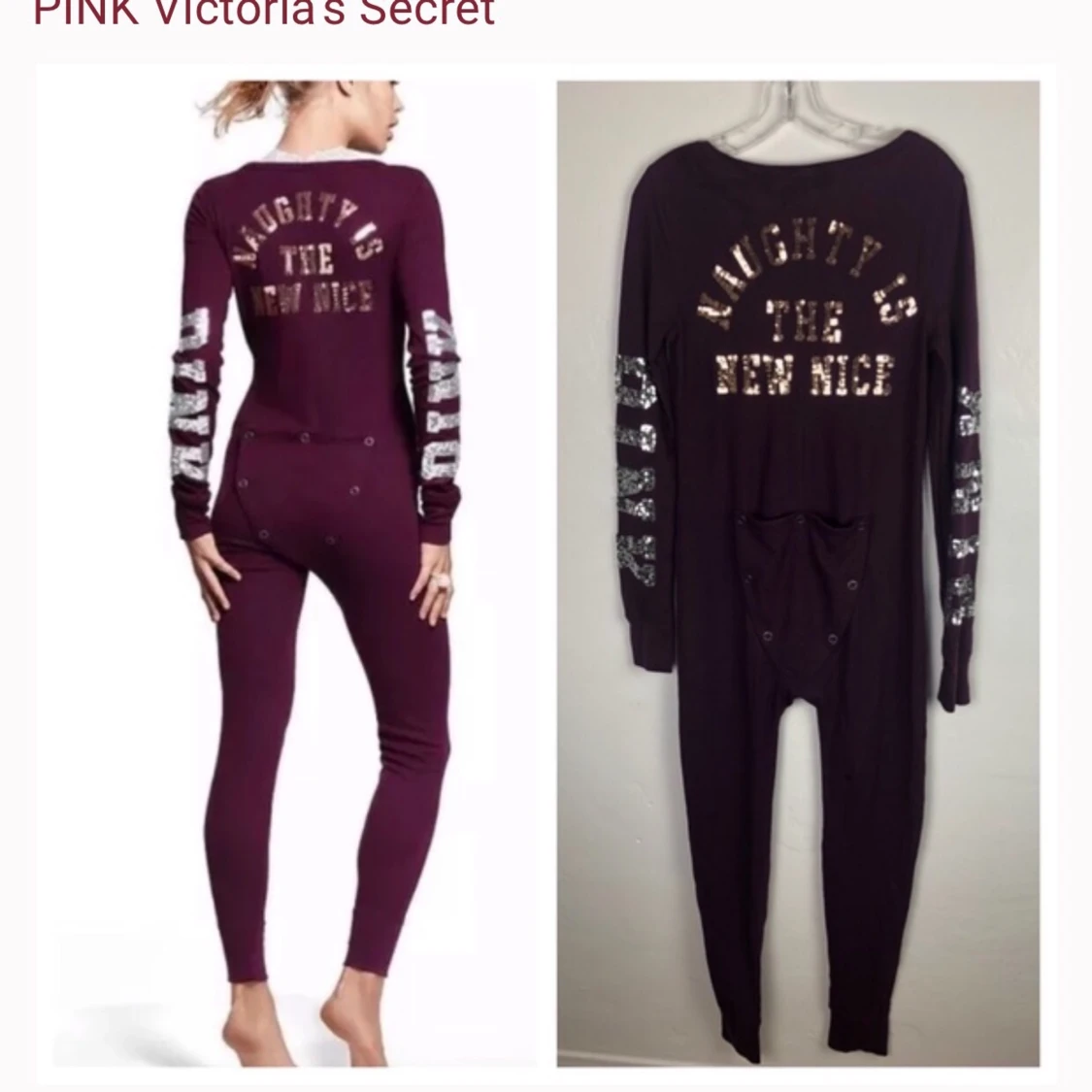 Victoria secret pink bling long pajama i vinröd