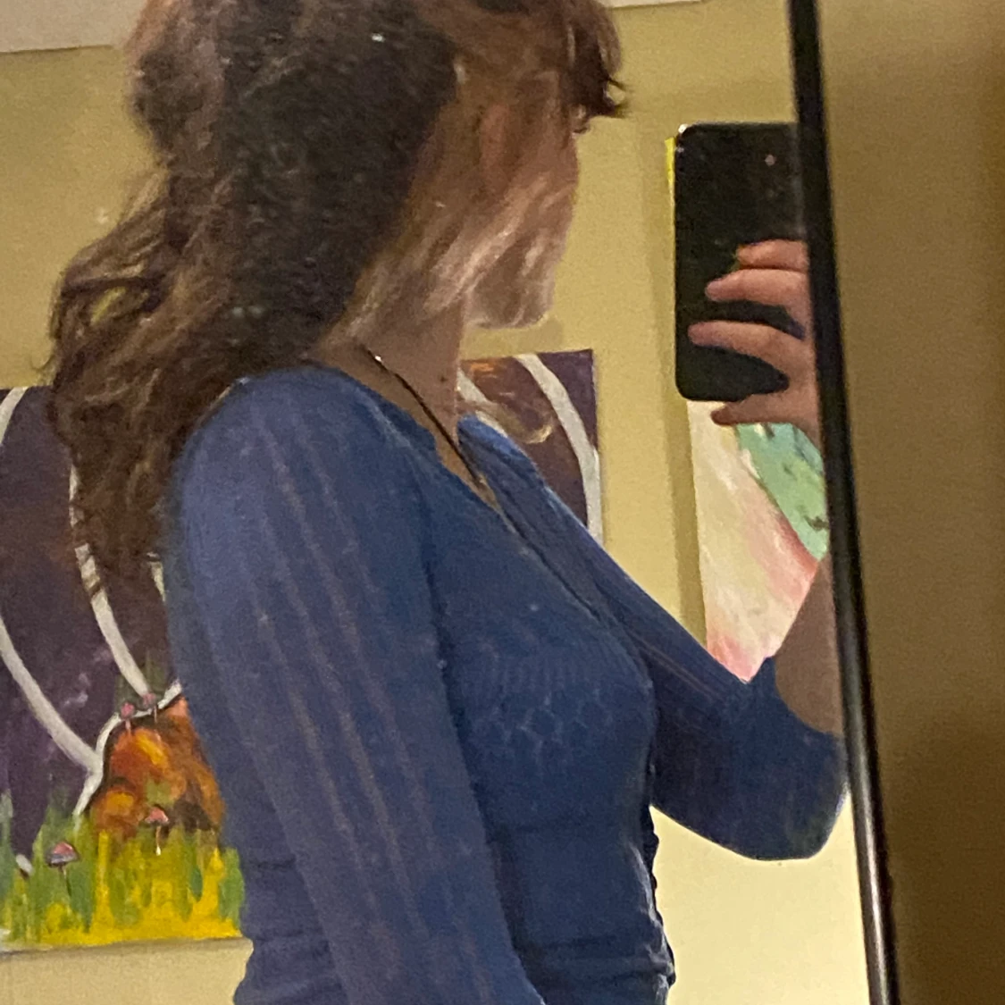 Blå croppad tröja - 90