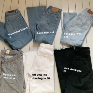 Jeans  - Säljer lite olika typer av byxor och jeans även ett pas mjukisbyxor ❣️ Köparen står för frakt, pris varierar beroende på vilken byxa du köper, man kan få schyst pris om man köper fler!:) från 100-440kr (skriv om ni vill ha fler bilder) ❌Levis 501 & bootcut SÅLDA ❌ 