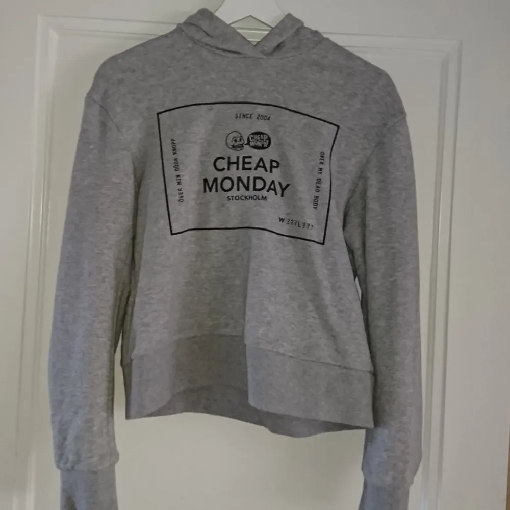 Croppad hoodie från cheap monday, frakt 27kr betalning via swish . Tröjor & Koftor.