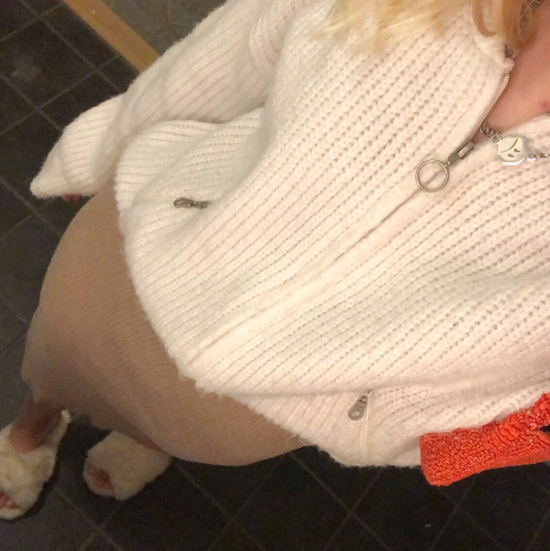 Zip up stickad tröja - 90