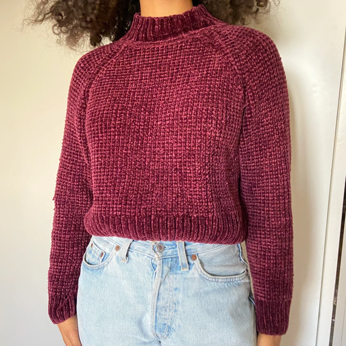 vinröd stickad tröja - 91