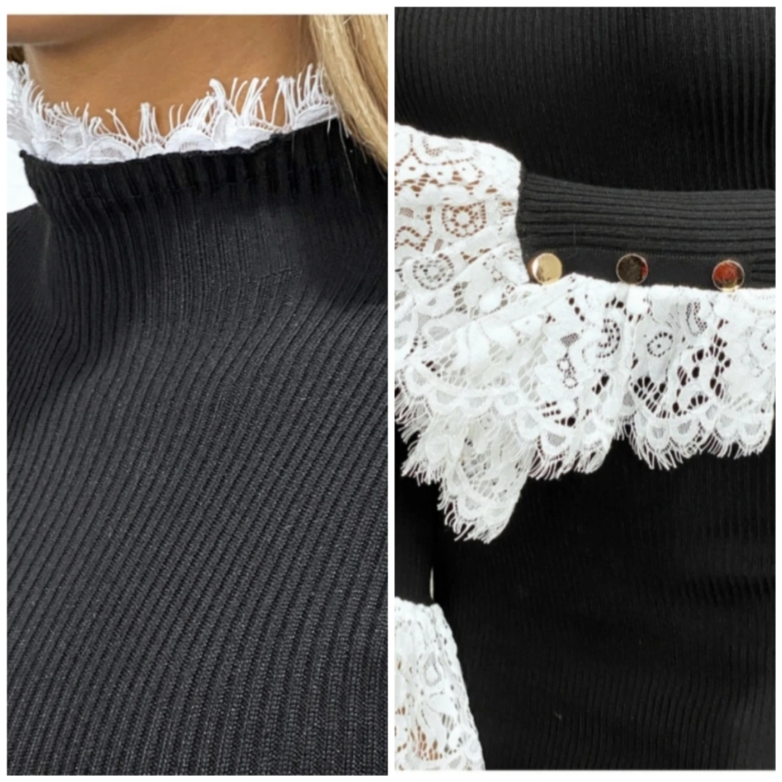 Kint sweater dress with lace sleeves - 91