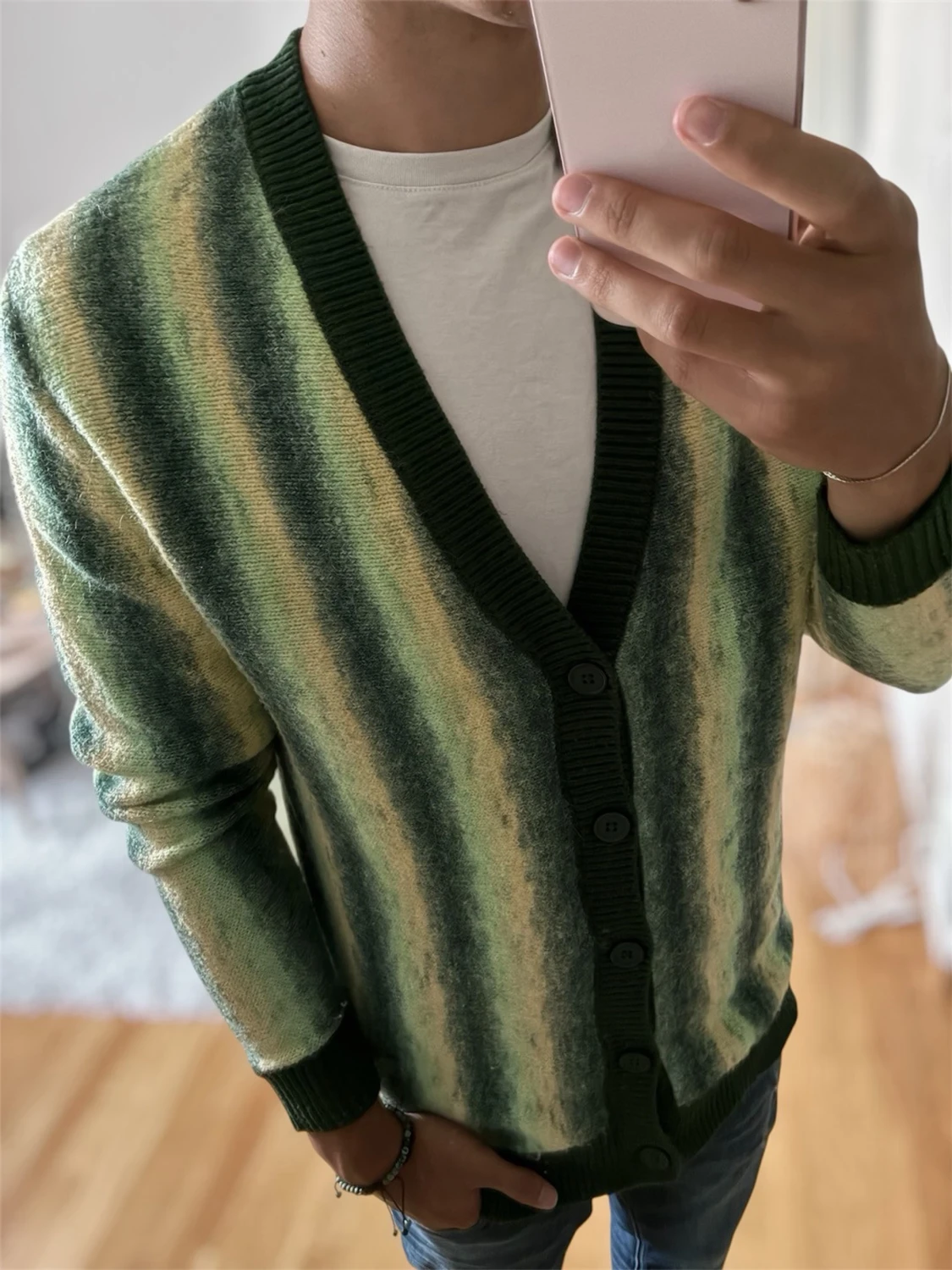 Grönmelerad kofta från Topman
