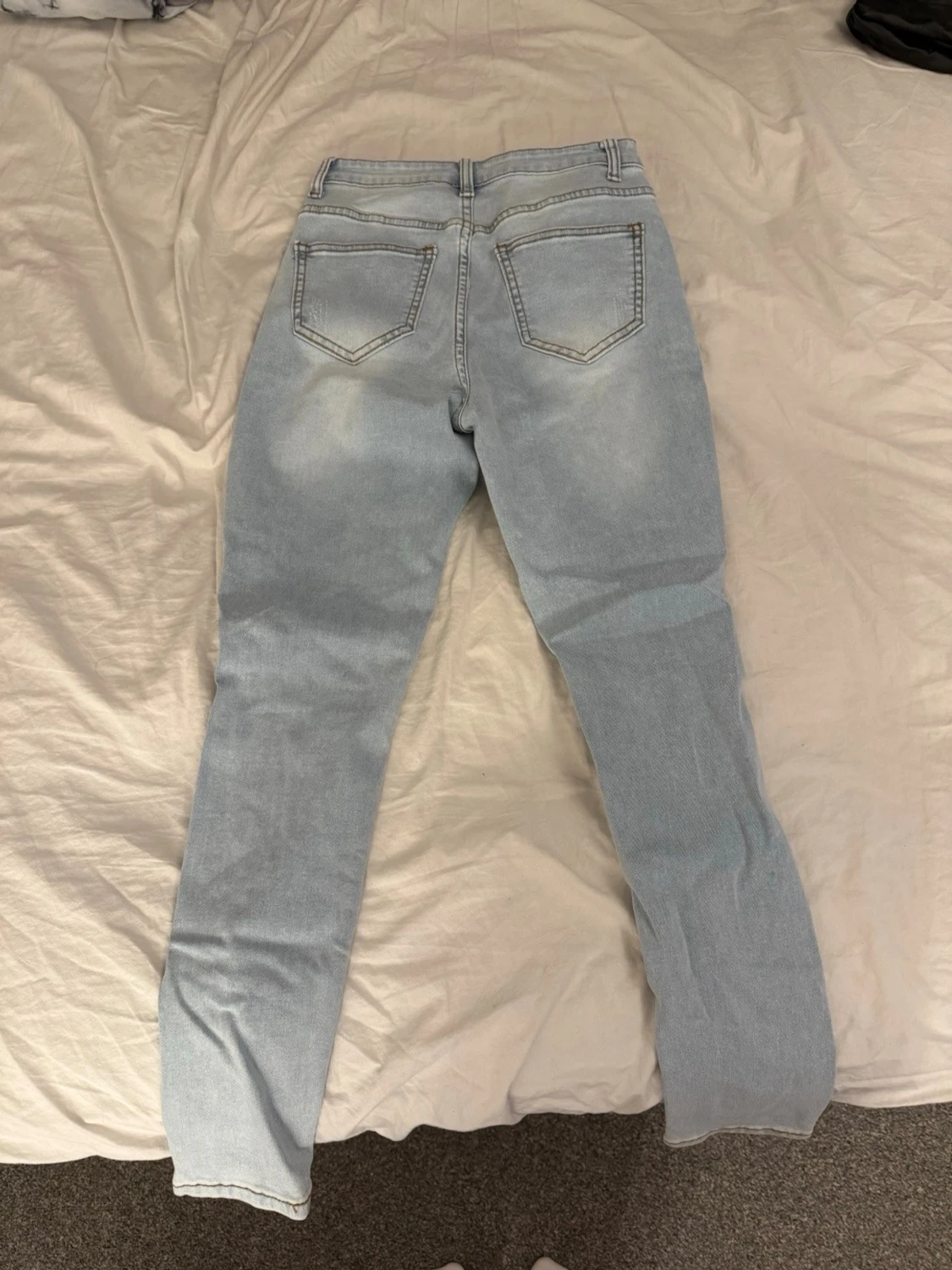 Ljusblå ripped skinny jeans - 1