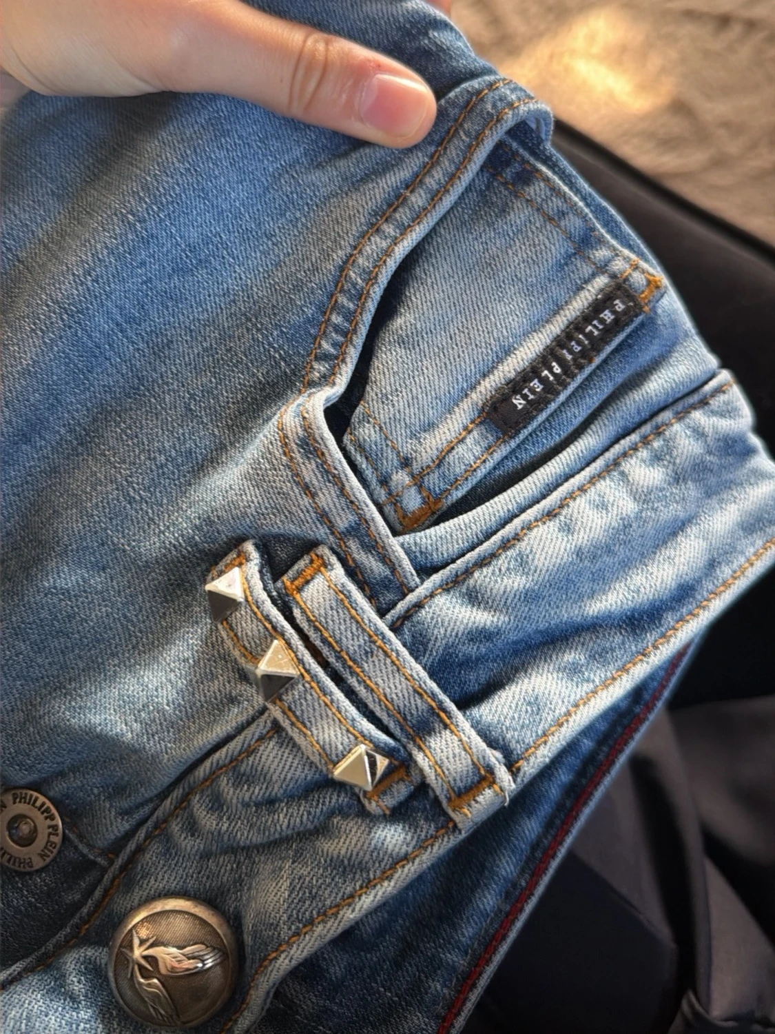 Ljusblå slim fit jeans från philipp plein  - 5