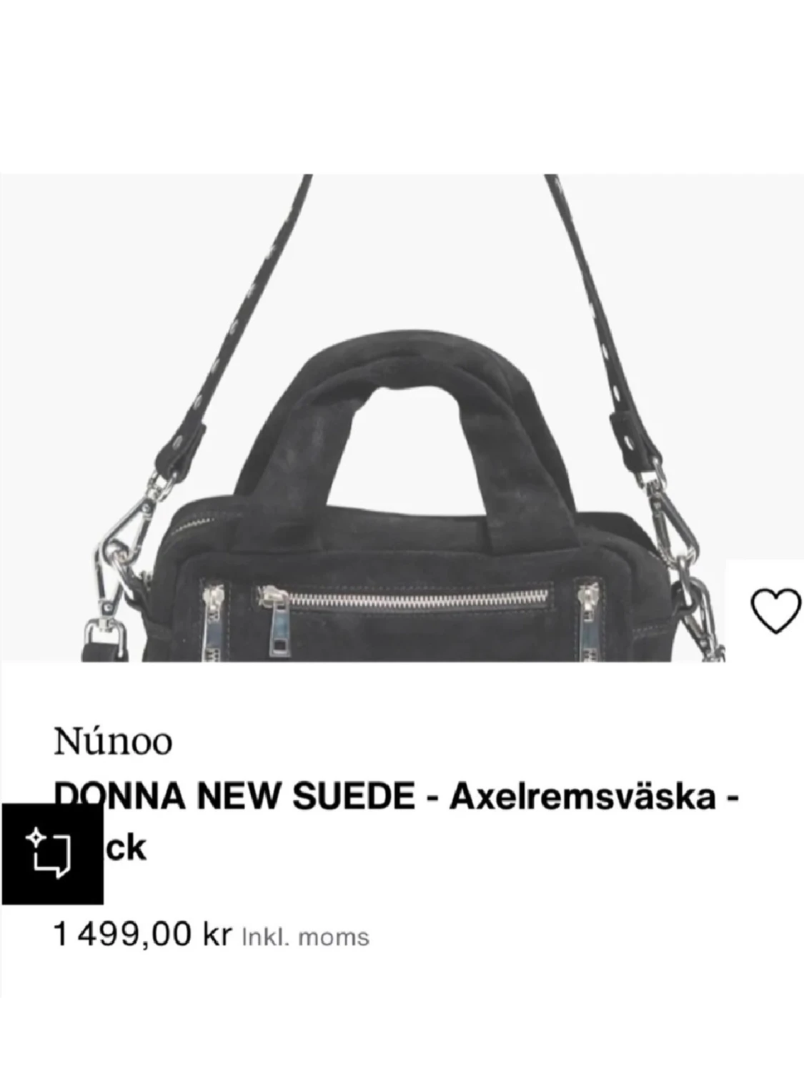 Svart axelväska i mocka från Núnoo - 1