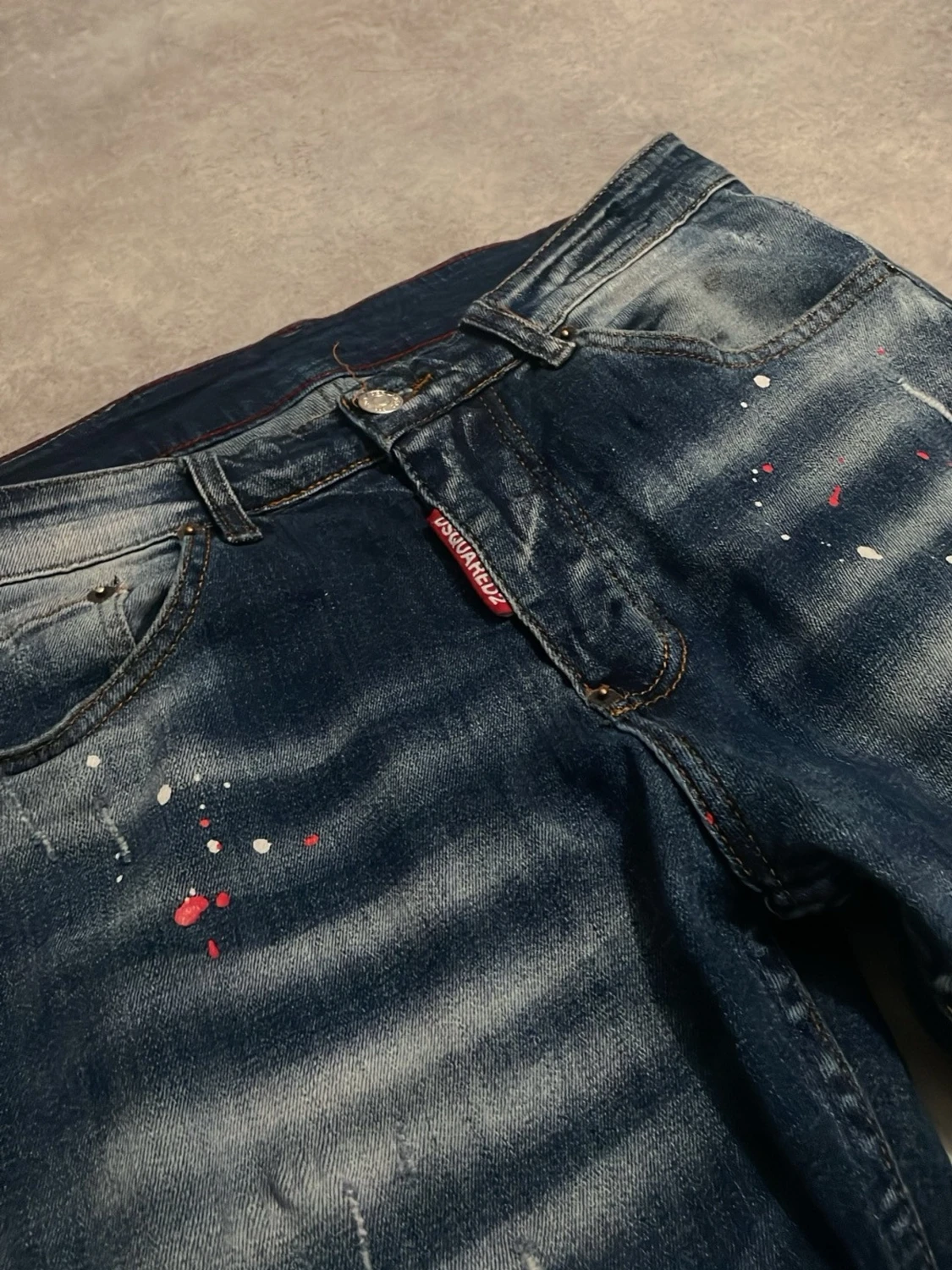 Dsquared2 blå skinny jeans med färgstänk - 1