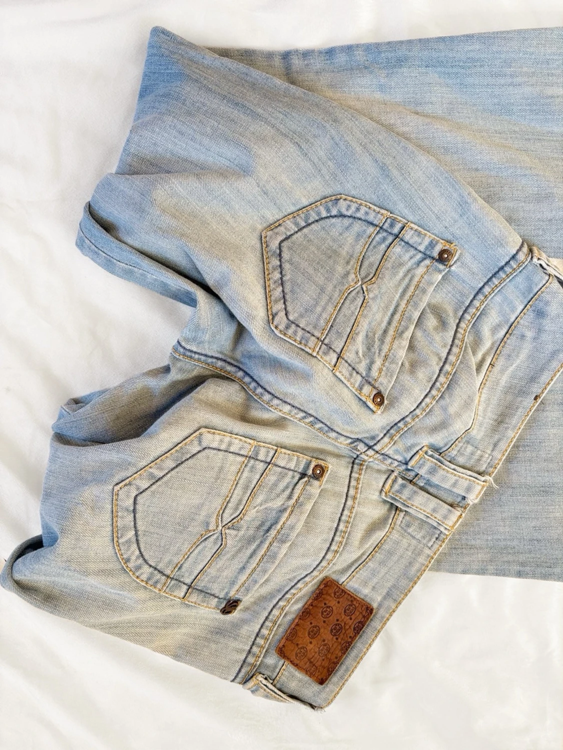 Vintage ljusblå superlågmidjade jeans - 2