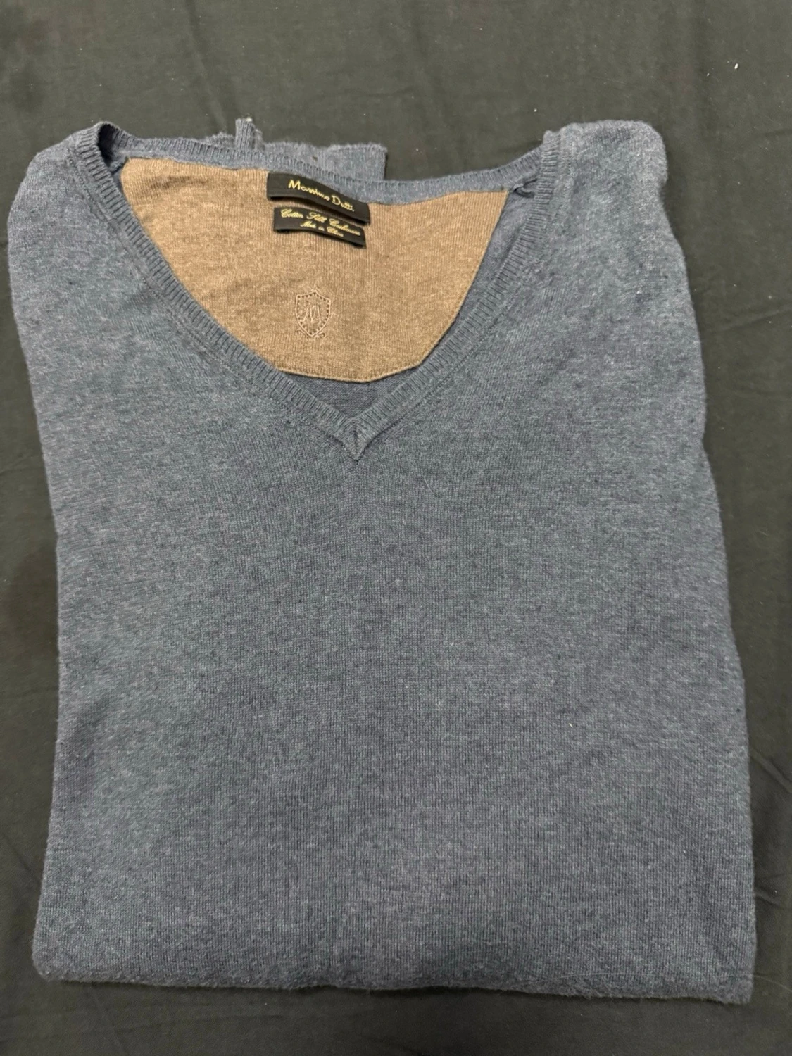 Blå V-ringad stickad tröja från Massimo Dutti - 4