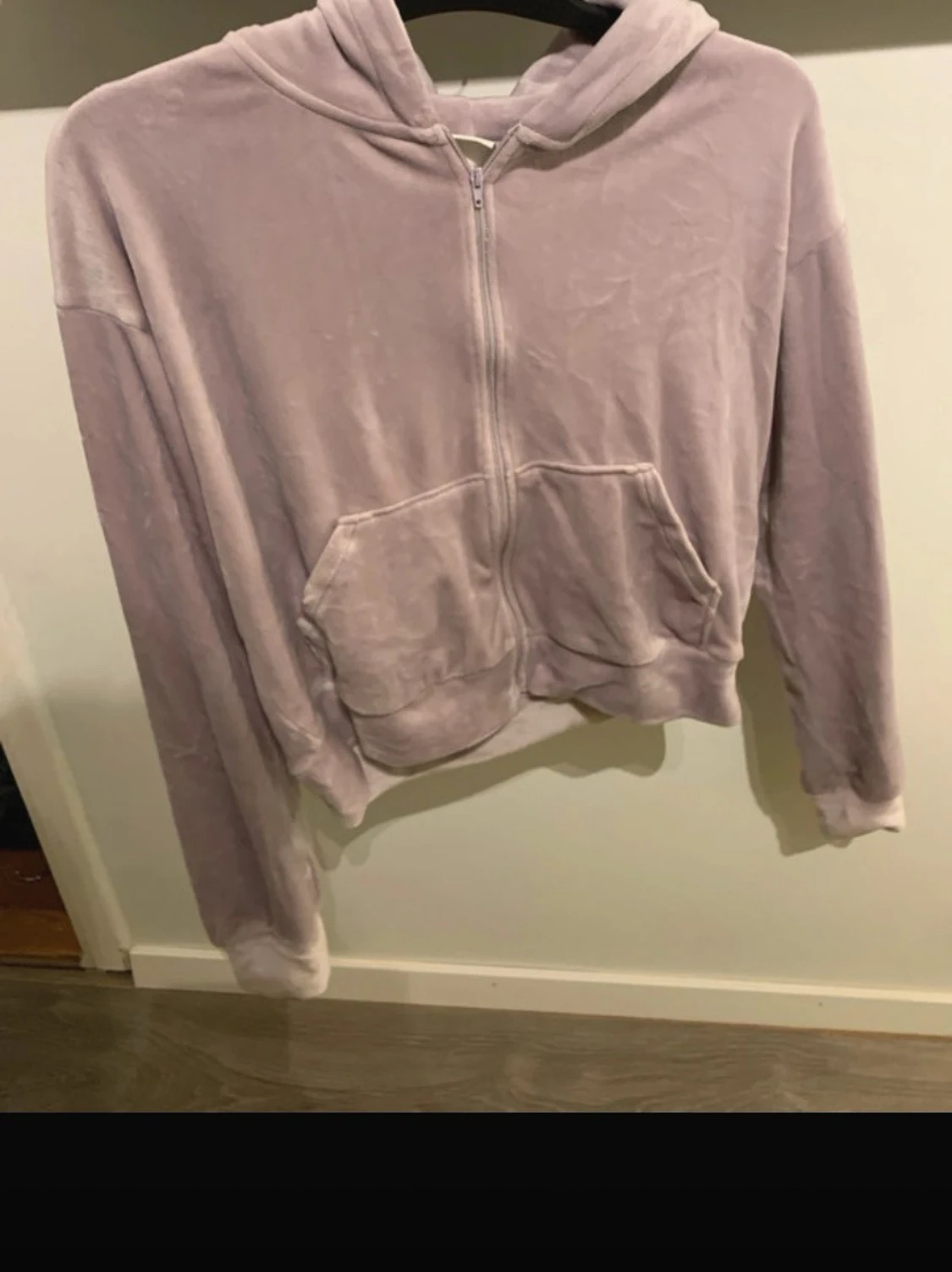 Ljuslila zip hoodie med huva