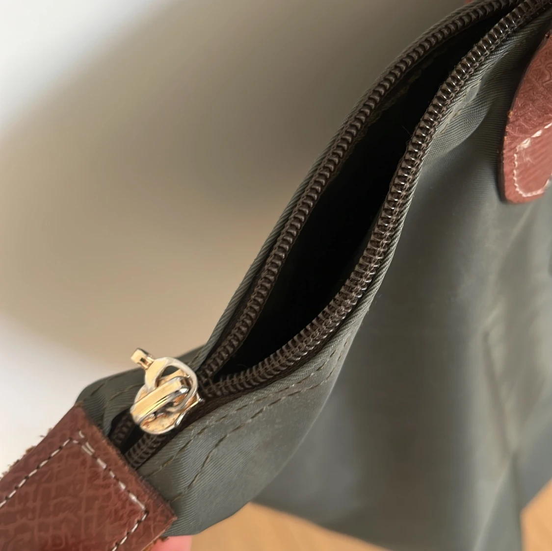 Grön Longchamp axelväska med skinn - 1