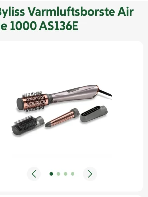 BaByliss varmluftsborste Air Style 1000 - BaByliss varmluftsborste Air Style 1000 AS136E. Använd få gånger och fungerar precis som vanligt med alla tre huvud! Säljer eftersom jag fått en ny i present! Pris går o diskutera 