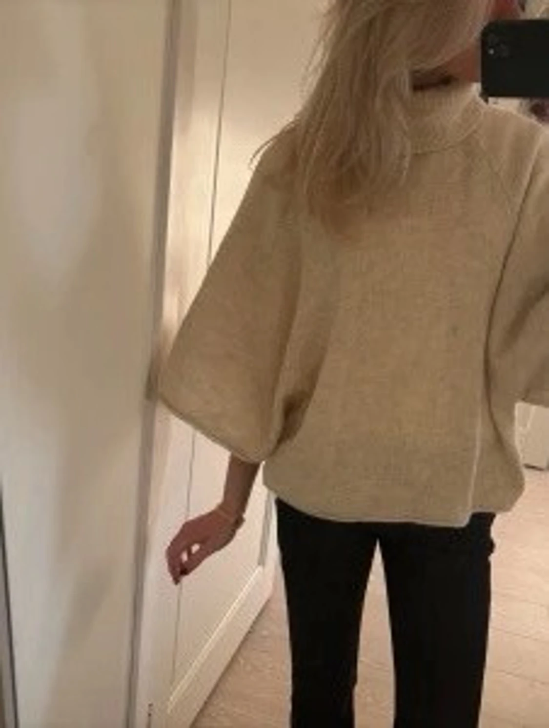 Beige stickad polotopp med vida ärmar Zara  - 1