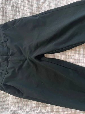 Svarta kostymbyxor med fickor - Stilrena svarta kostymbyxor med klassisk passform och med ficka fram. Byxorna har hällor för bälte och en rak siluett som funkar till många olika looks. Perfekta för dig som vill ha en clean och enkel stil. Byxorna är uppsydda några cm och är i storlek 32. Byxorna är ifrån Nelly. 