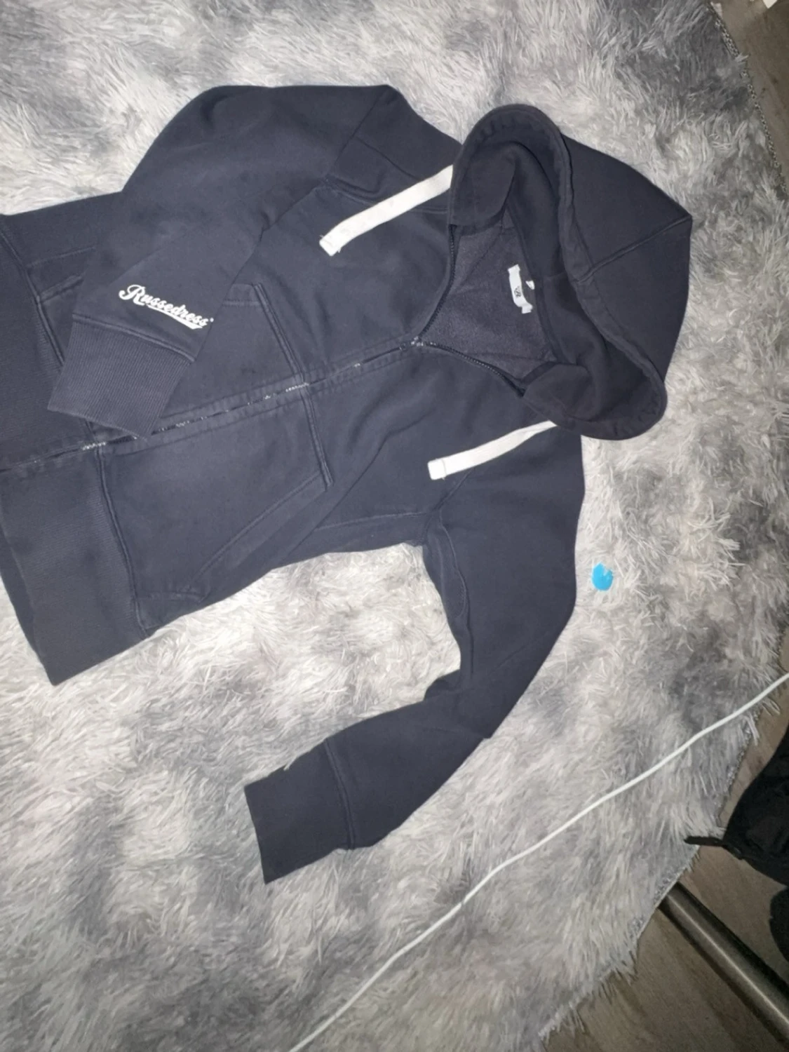 Mörkblå zip hoodie  - 1