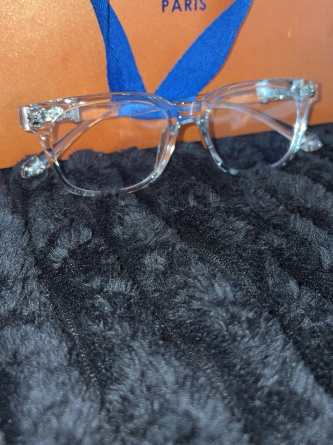  clear chrome heart glasses