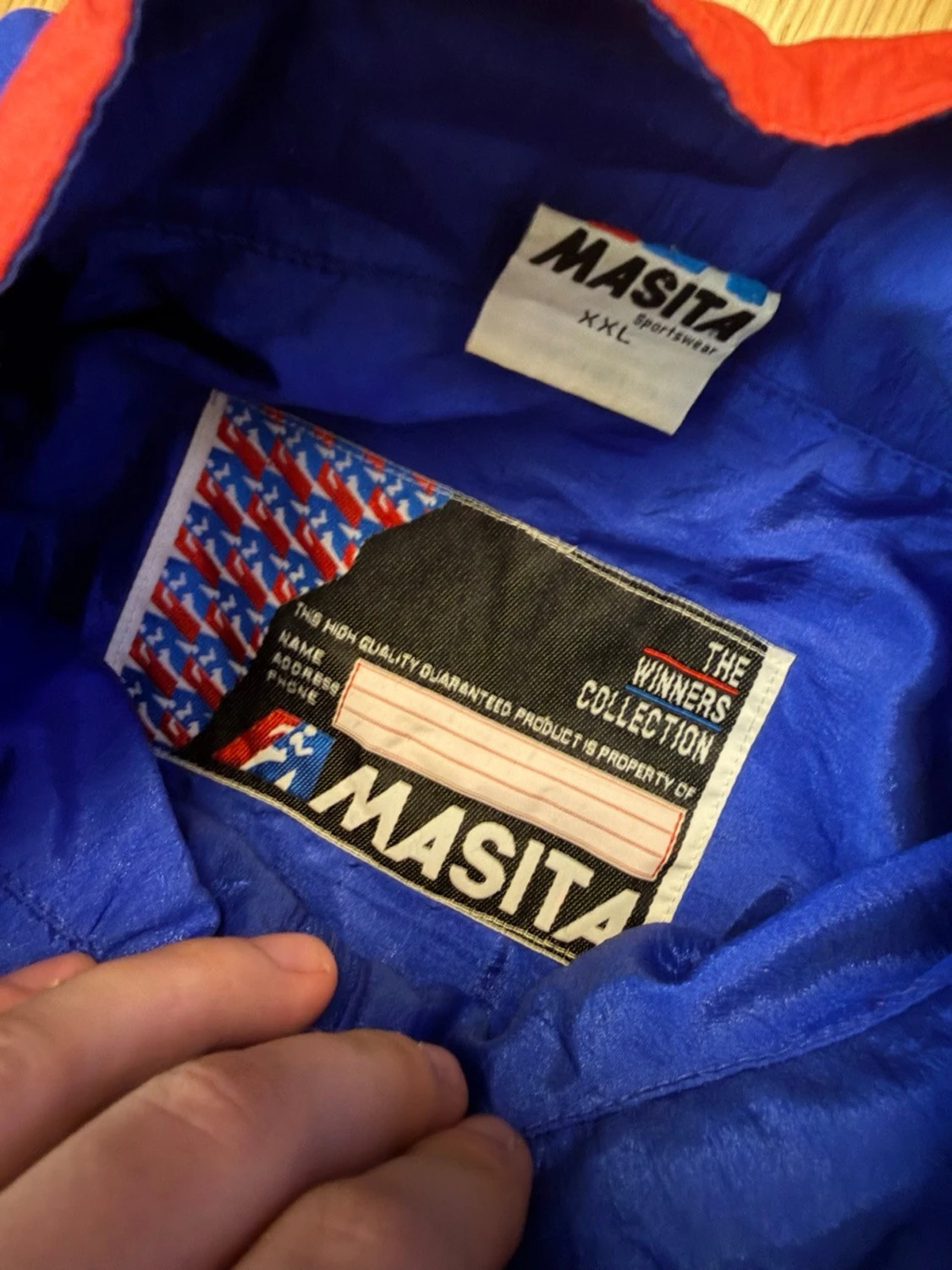 Retro blå och röd vindjacka  - 5