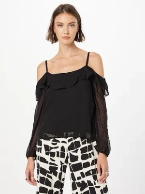 Offshoulder blus - Superfin offshoulder blus med svart, tunt prickigt material. Perfekt både till vardags och uppklädda sammanhang💕 Storleken passar XS/S, säljer pga att den inte kommer till användning 