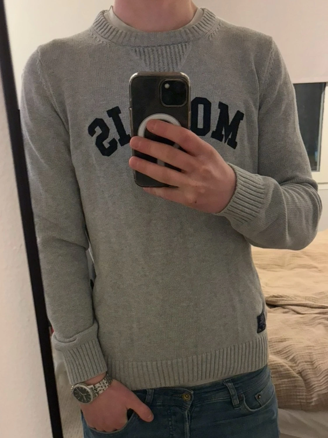 Grå stickad tröja från Morris