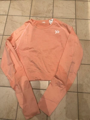 Korsllrosa  crop top från 157 - Säljer en snygg rosa långärmad crop top från 157. Tröjan har rund halsringning och är tillverkad i ett stretchigt, mjukt material som passar perfekt till träning eller chill. Diskret logga på bröstet och axeln ger en sportig vibe.