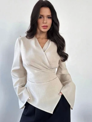 Beige omlottblus med vida ärmar - Jättefin bluse helt ny med prislapp