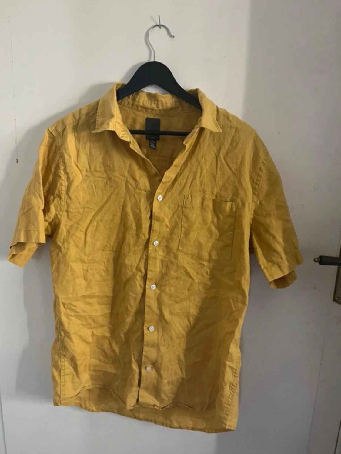 Gul kortärmad linneskjorta - 2