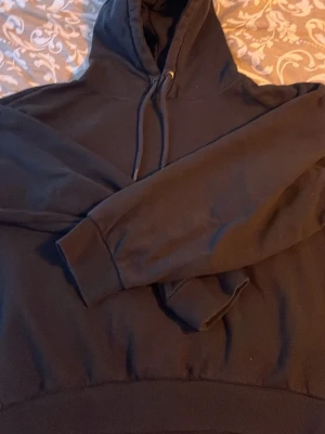 Svart hoodie - Säljer en svart hoodie som är storlek L men passar även M mjuk och bekvämt material ganska bra skick
