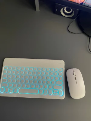 Trådlös keyboard och mus - Trådlösa keyboard och mus man läger den trådlösa usb ich sen så kopplar man med bluetooth. Båda keyboard och muset har olika färger att välja från. Helt ny har inte använt!