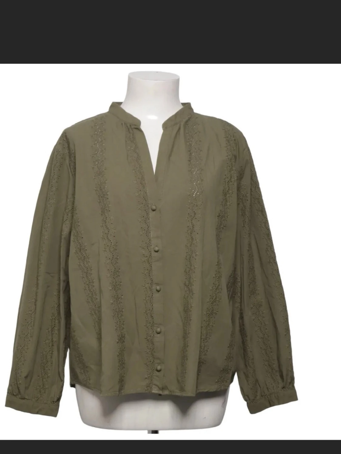 Olivgrön blus med knappar - 1