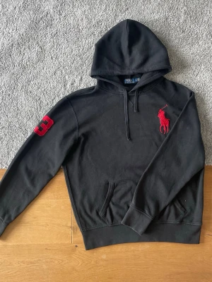 Svart Ralph lauren hoodie - Svart Ralph Lauren hoodie med stor röd pony i storlek L säljes. I mycket bra skick och utan defekter. Snygg och stilren hoodie med den klassiska stora loggan framtill.  ✅ Storlek L ✅ Mycket bra skick ✅ Inga defekter ✅ Snabb frakt  Hör gärna av er vid frågor eller om ni vill ha fler bilder!
