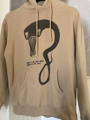Beige Billie Eilish äkta merch hoodie - Äkta Billie Eilish hoodie som såldes när ”when we all fall asleep where do we go?” albumet släpptes. Hoodie är beige med svart text, något urtvättad men i väldigt bra material och skick annars.