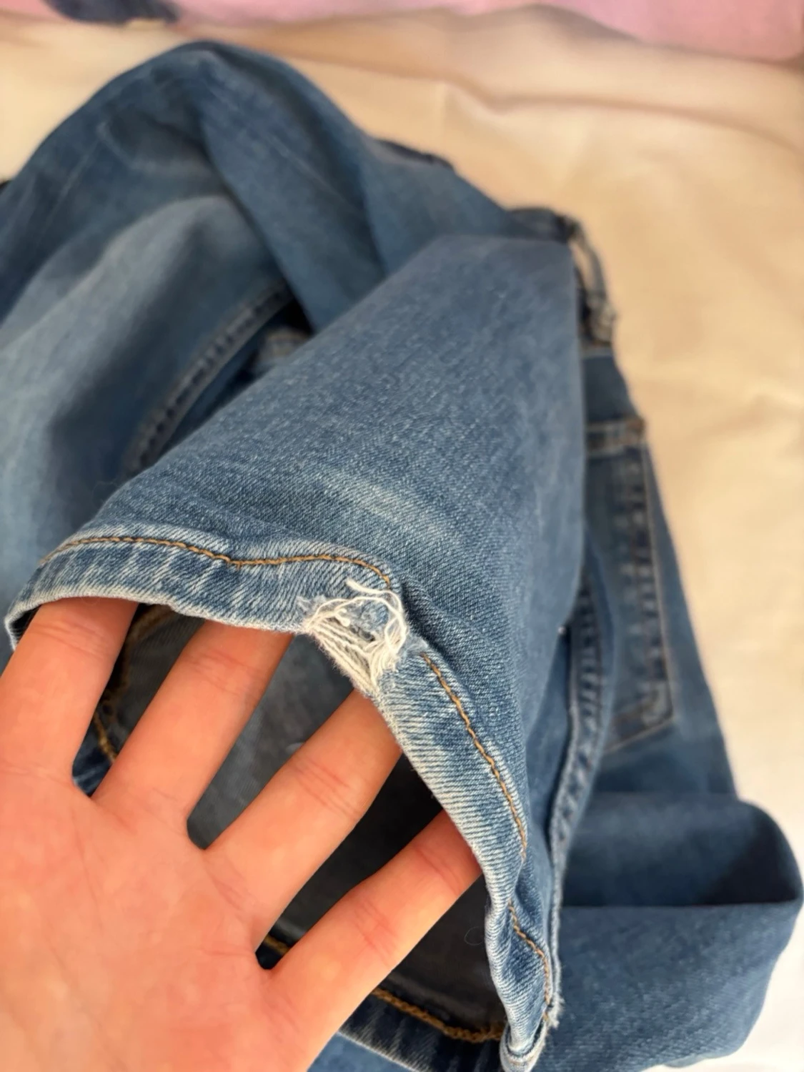 Blå bootcut jeans med låg midja - 4