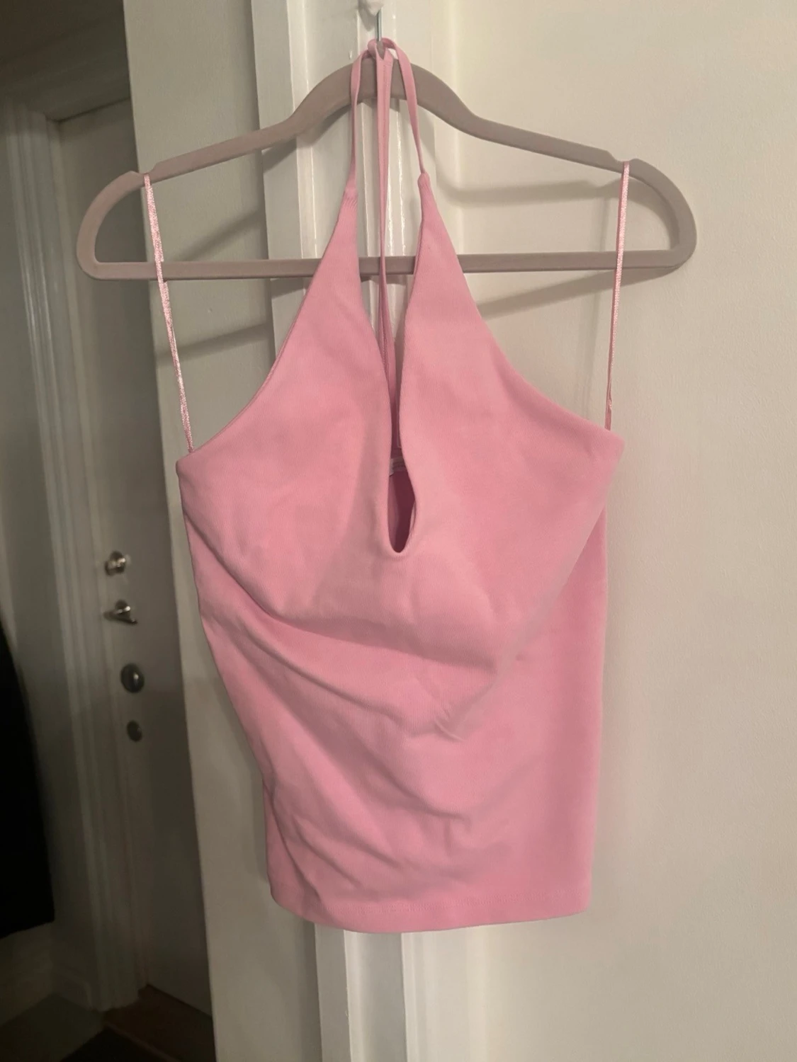 Rosa halterneck linnetopp Zara 