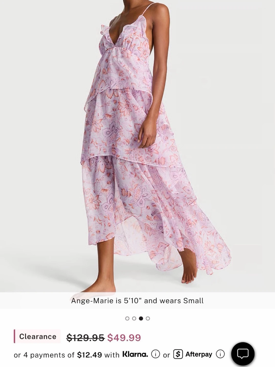Victoria Secret’s Ljuslila blommig långklänning omlott Vintage Blossom Chiffon Ruffled Maxi Dress - 1