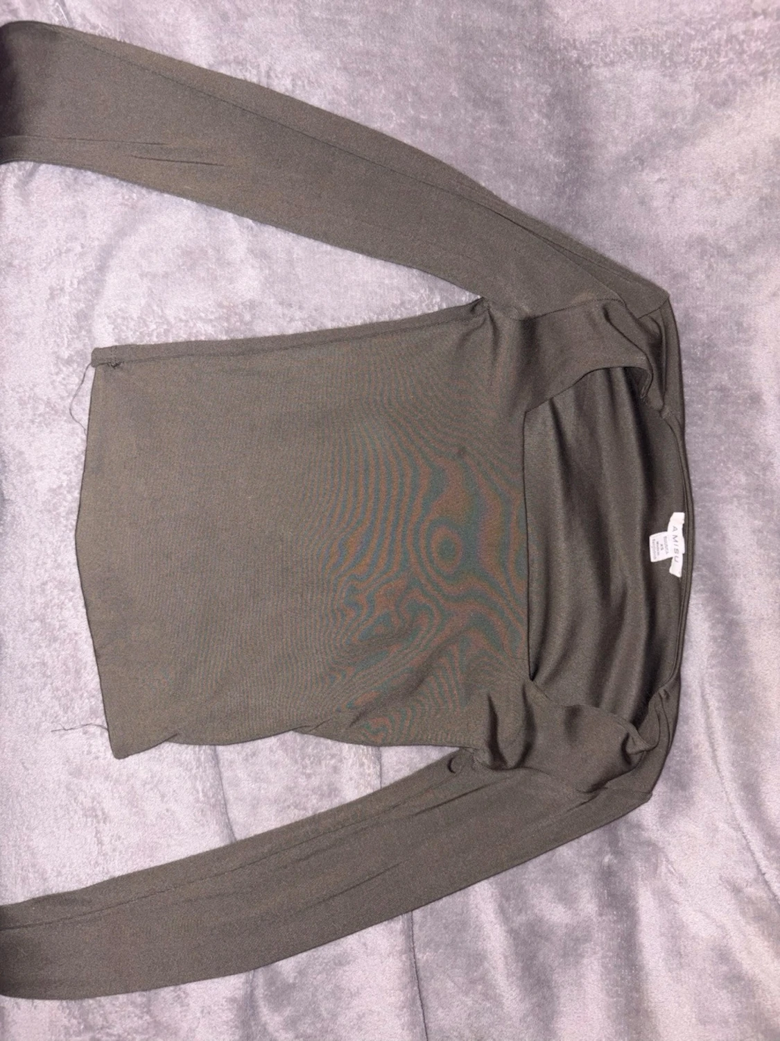 Olivgrön ribbad långärmad topp