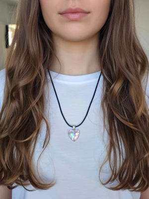 Halsband paljett hjärta - Halsband paljett hjärta berlockar. Inkl. justerbar halsbandssnodd. 2,2 cm. Perfekt Alla Hjärtans Dag-present.