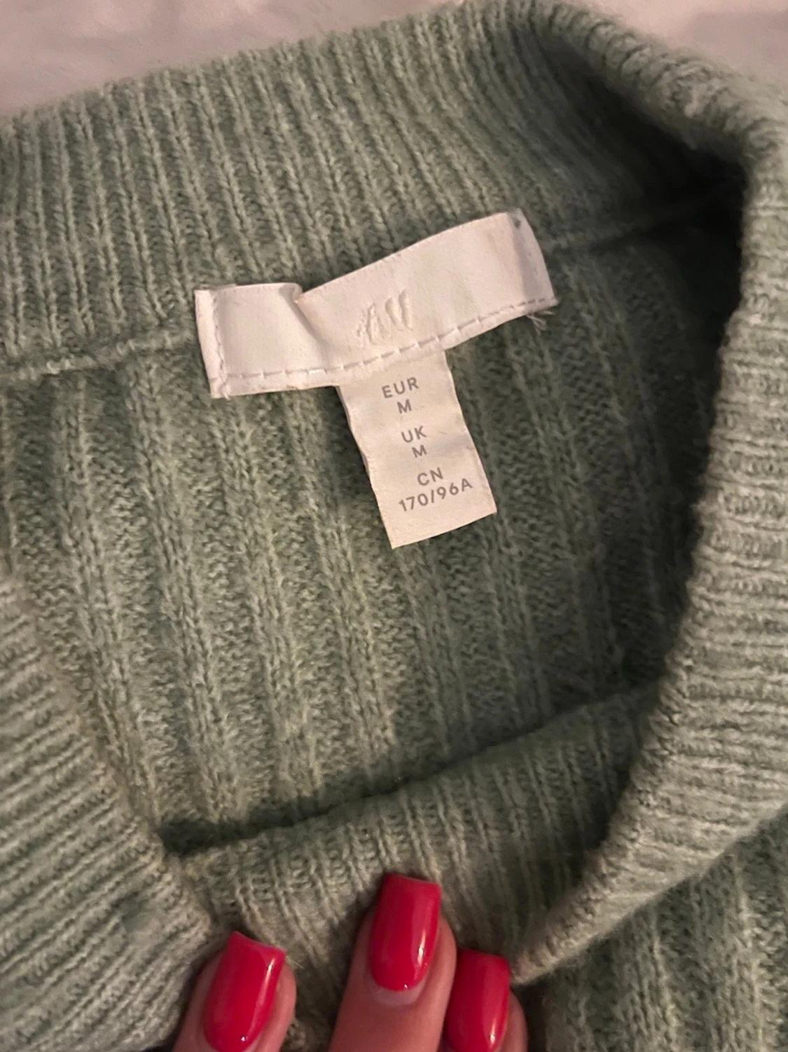 Ljusgrön ribbstickad tröja från H&M - 2