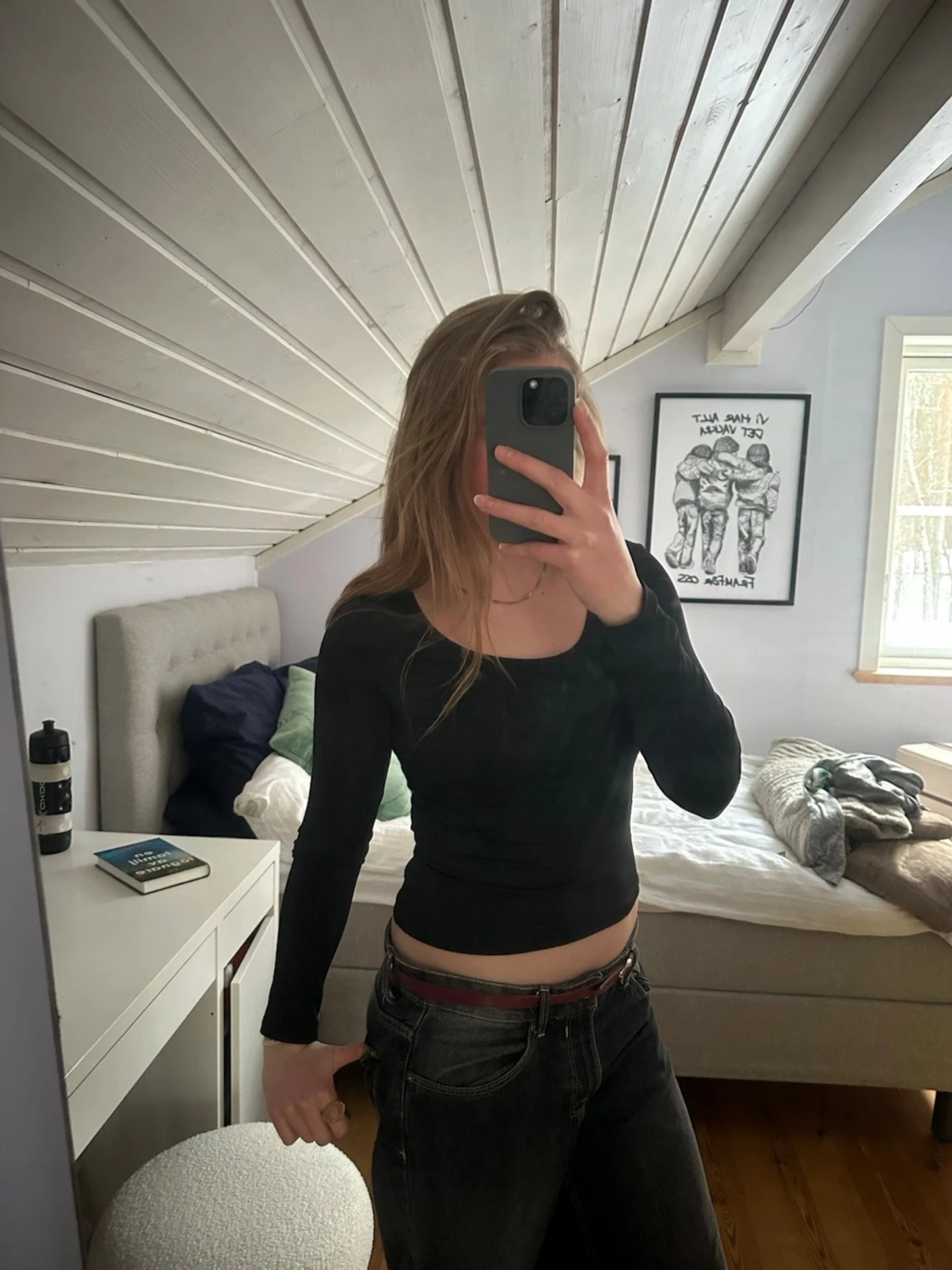 Svart långärmad topp