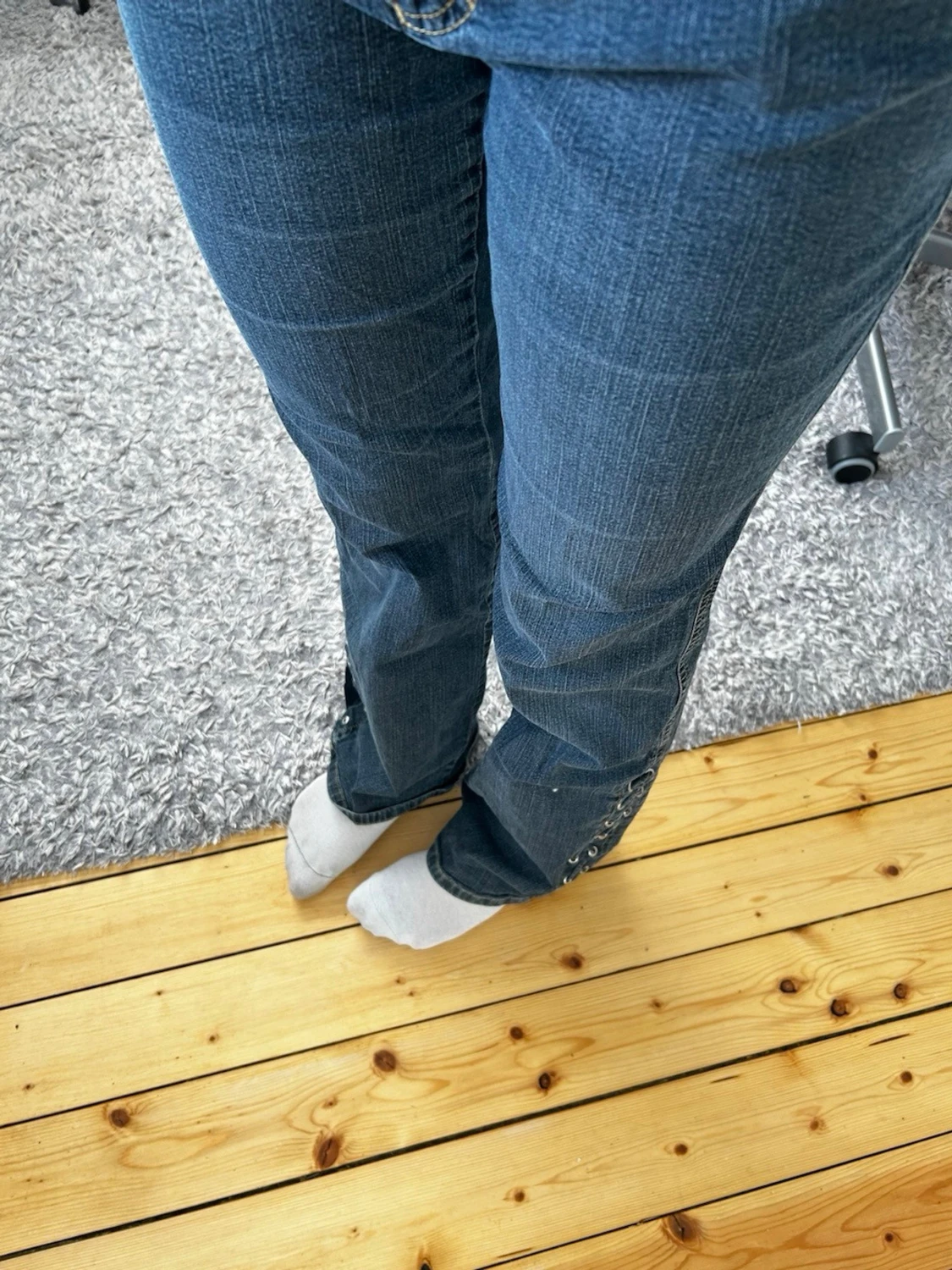 Bootcut jeans med snörning i sidan - 1