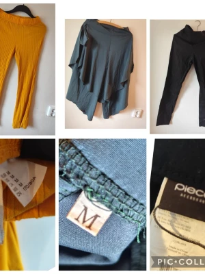 Mix av byxor och shorts i olika färger stl M - Säljer ett paket med flera byxor och shorts i olika färger och material. Här finns bland annat senapsgula ribbade byxor, svarta och grå byxor, samt mönstrade byxor. Märken som Pieces, H&M och Etirel. Perfekt för dig som vill uppdatera garderoben med olika stilar och passformer. Du är varmt välkommen att kika på mina andra annonser. Sammanfrakt  