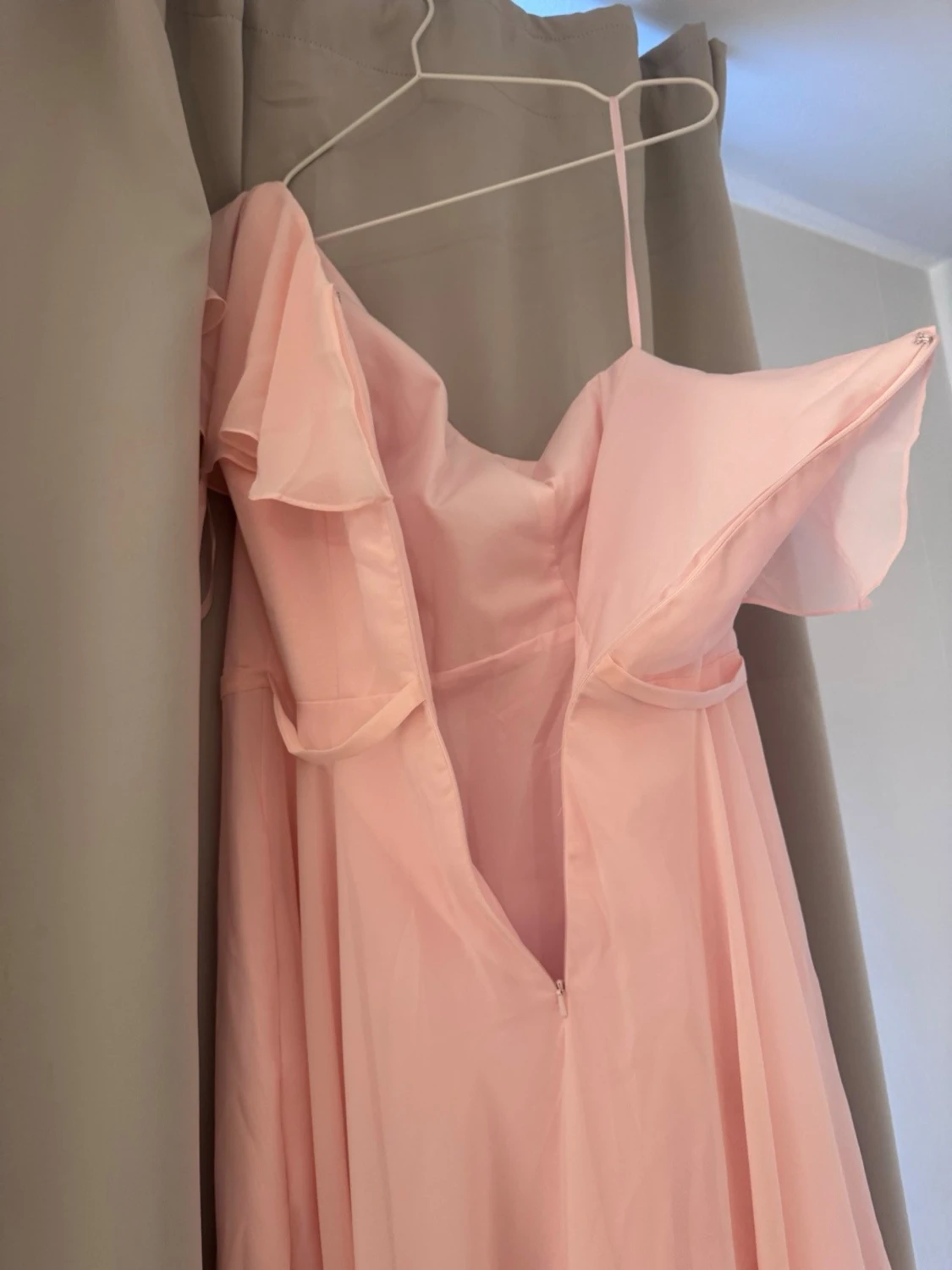 Ljusrosa oneshoulder långklänning - 3