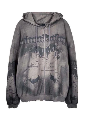 Mörkgrå hoodie  - Säljer denna oversized mörkgrå  hoodie med dragkedja och huva. Endast använd någon enstaka gång. Storlek M 
